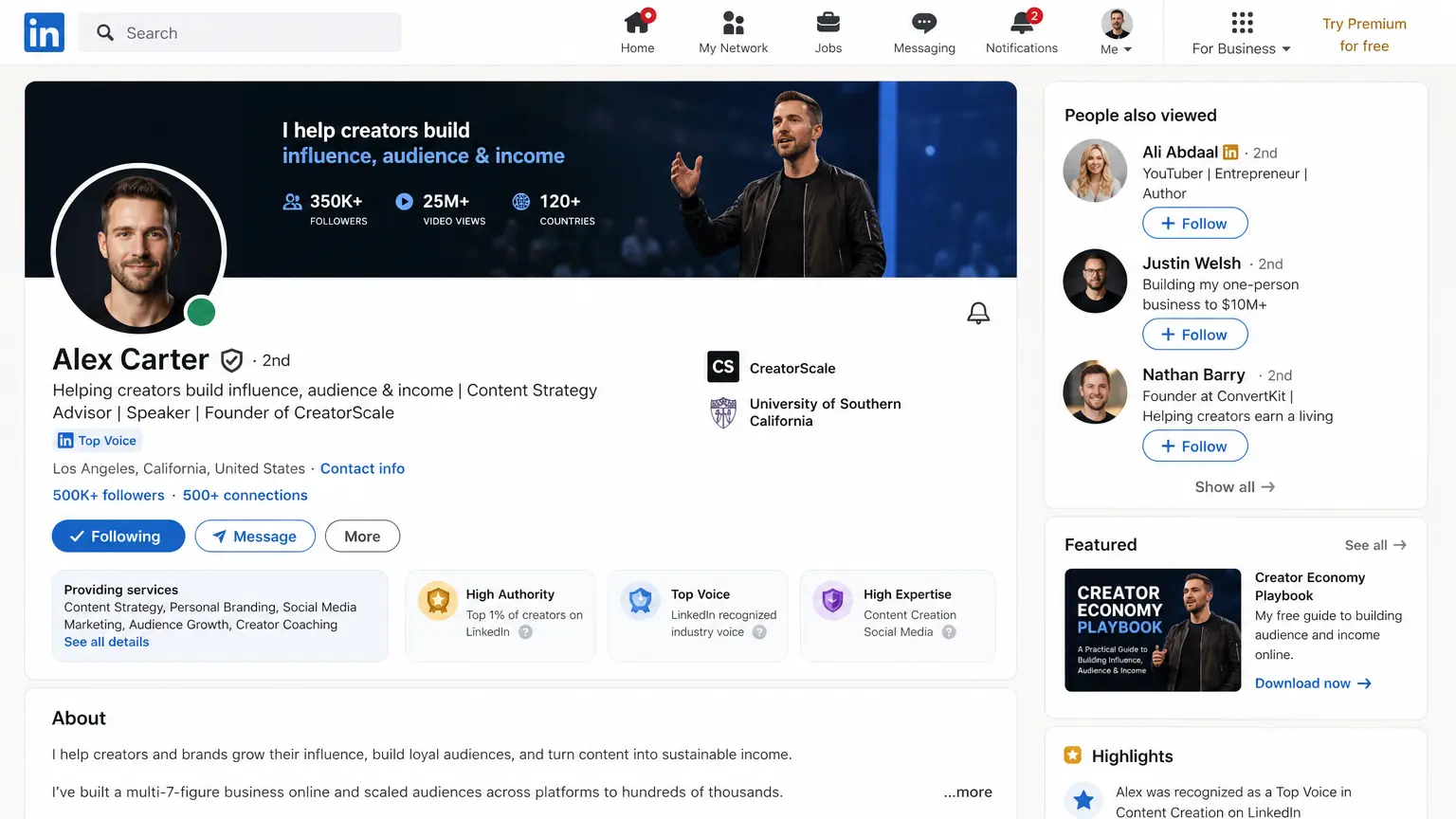 LinkedIn Authority Profile
